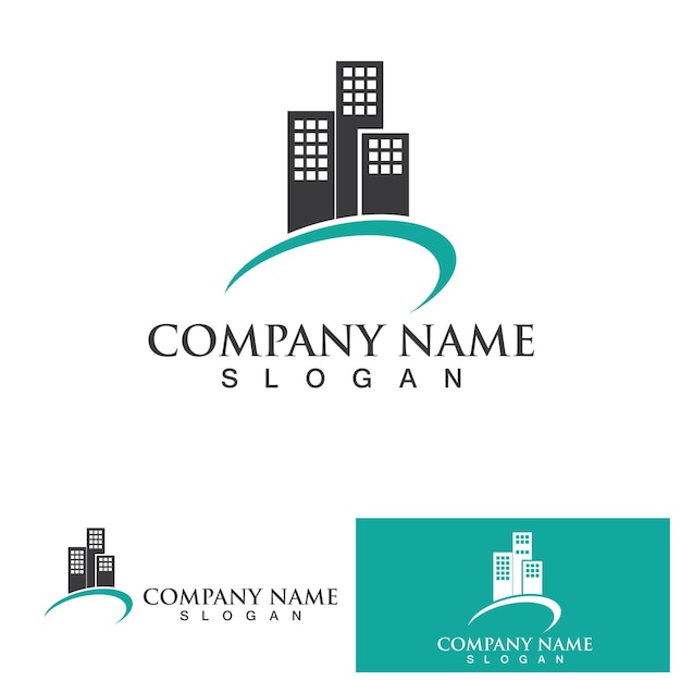 Diseño de logotipo de propiedad y construcción de apartamentos