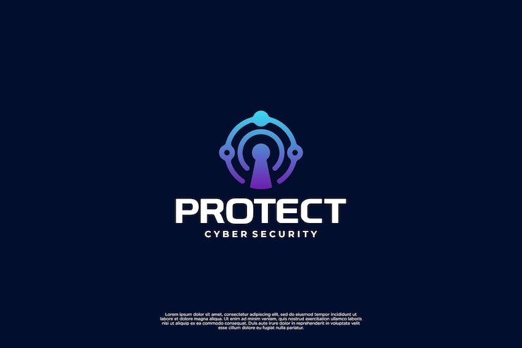 Vector diseño de logotipo de protección de datos y redes.
