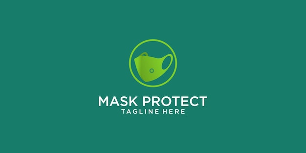 Diseño de logotipo de protección de máscara simple con vector premium de estilo moderno