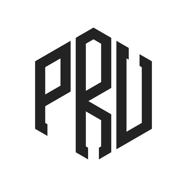 Diseño del logotipo de PRU Letra inicial Monograma de PRU Logotipo con forma de hexágono
