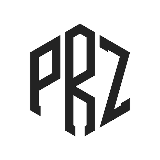 Diseño del logotipo PRZ Letra inicial PRZ Monograma Logotipo con forma de hexágono