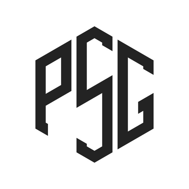 Diseño del logotipo del PSG Letra inicial Monograma del PSG Logotipo con forma de hexágono