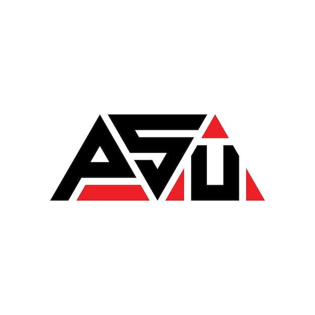 Diseño del logotipo de la PSU con letras triangulares en forma de triángulo Diseño del monograma del logotipo del PSU con triángulo vectorial de PSU plantilla con color rojo Logotipo triangular de PSU Simple Elegante y lujoso Logotipo de PSU