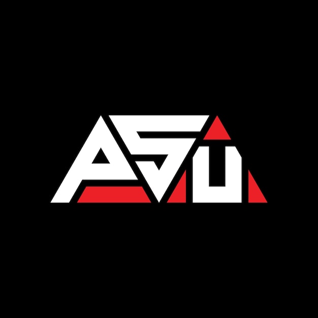 Diseño del logotipo de la PSU con letras triangulares en forma de triángulo Diseño del monograma del logotipo del PSU con triángulo vectorial de PSU plantilla con color rojo Logotipo triangular de PSU Simple Elegante y lujoso Logotipo de PSU