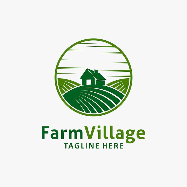 Diseño de logotipo de pueblo de granja