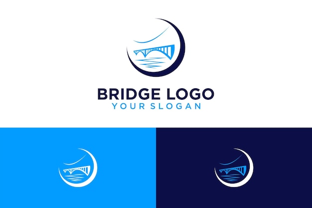 diseño de logotipo de puente con río