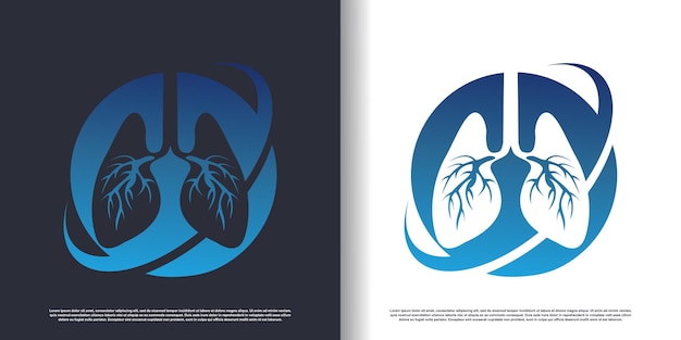 diseño del logotipo de los pulmones con concepto creativo de vector premium