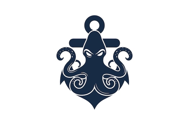 Vector diseño del logotipo del pulpo con ancla concepto único premium vector