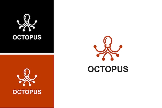 Diseño de logotipo de pulpo de línea abstracta