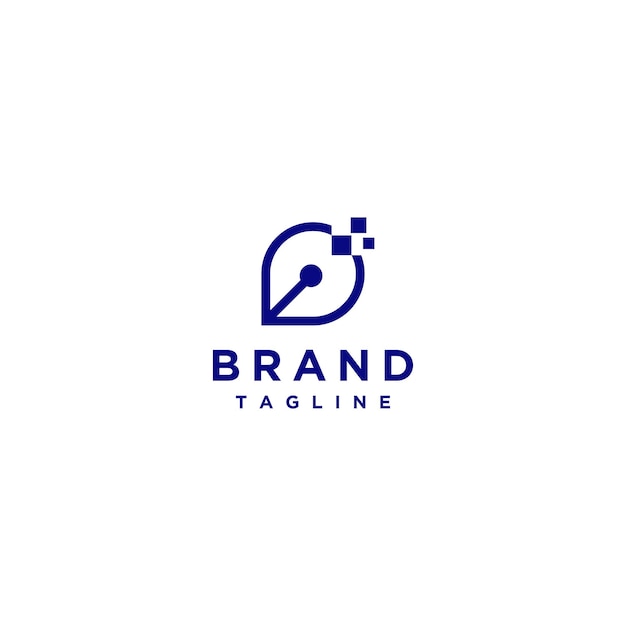 Diseño de logotipo de punta de lápiz con acento de píxel. Diseño de logotipo de educación simple basado en tecnología digital.