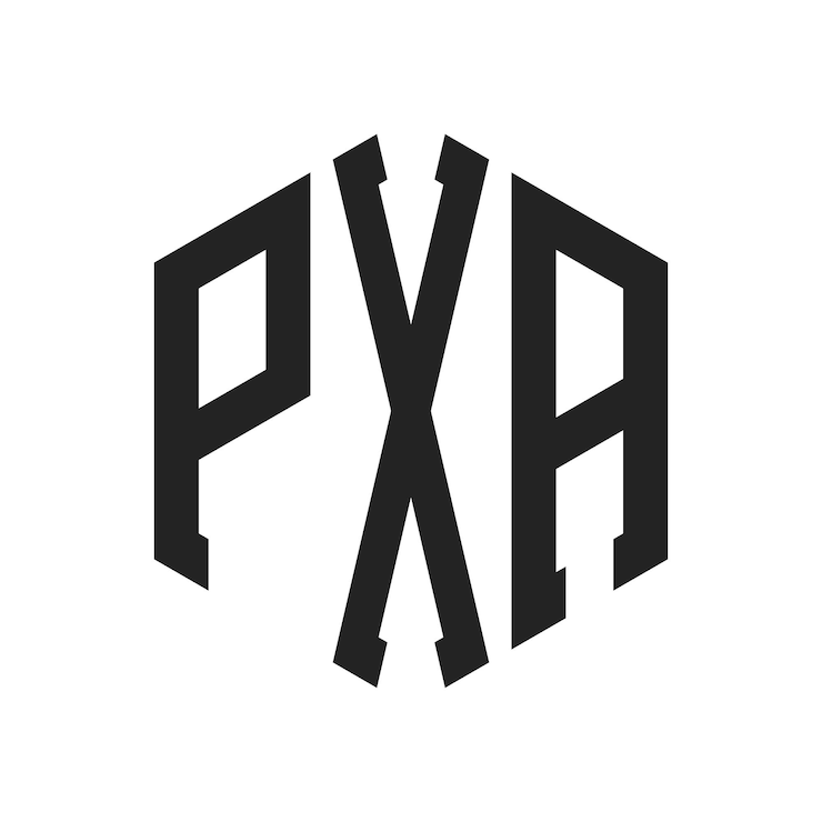Vector diseño del logotipo de pxa letra inicial pxa monograma logotipo con forma de hexágono