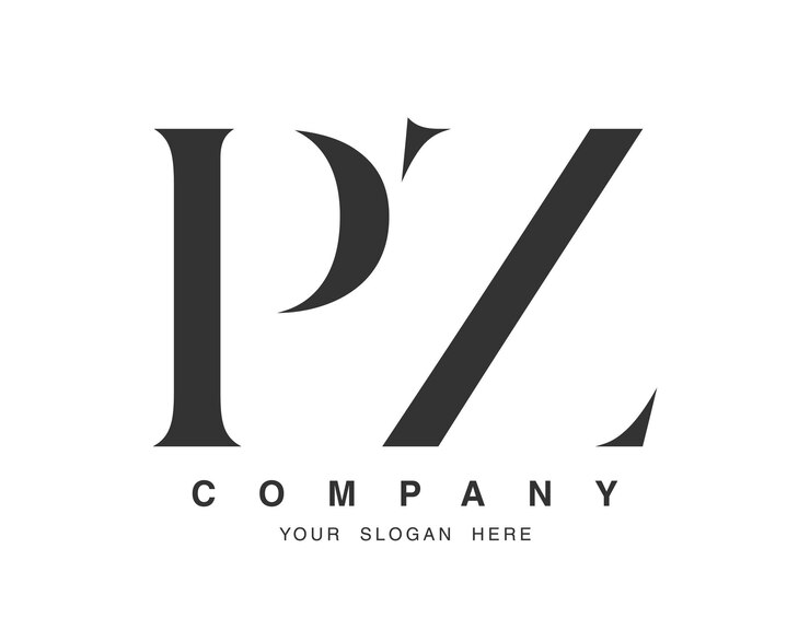 Vector diseño del logotipo pz letra inicial p y z estilo de fuente serif nombre de empresa clásico creativo tipografía logotipo o identidad de moda