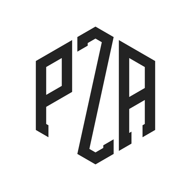 Diseño del logotipo de PZA Letra inicial PZA Monograma Logotipo con forma de hexágono