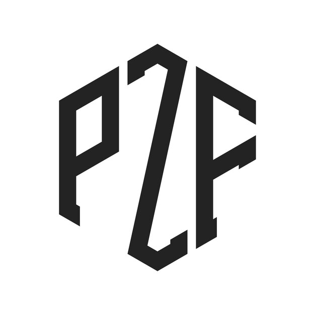 Diseño del logotipo de PZF Letra inicial PZF Monograma Logotipo con forma de hexágono
