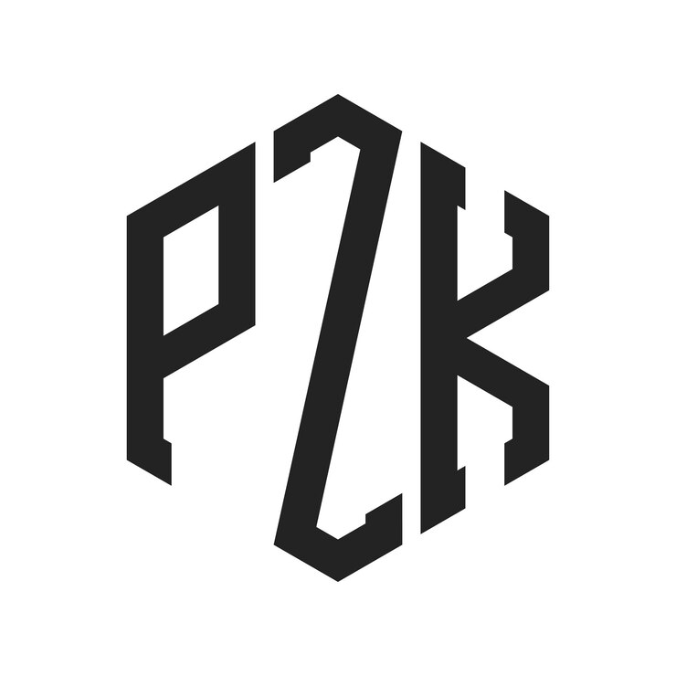 Vector diseño del logotipo de pzk letra inicial pzk monograma logotipo con forma de hexágono