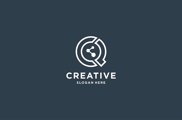 diseño de logotipo Q de línea vectorial premium