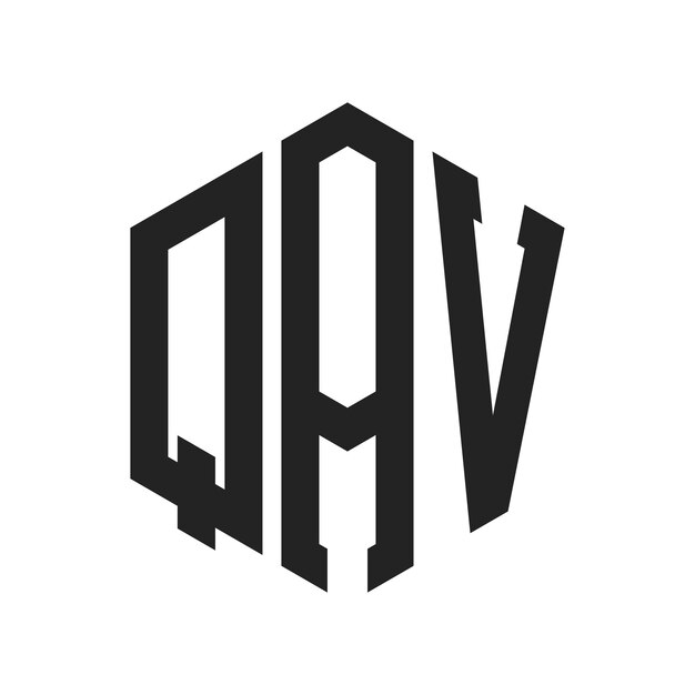 Diseño del logotipo de QAV Letra inicial Logotipo del monograma de QAV con forma de hexágono