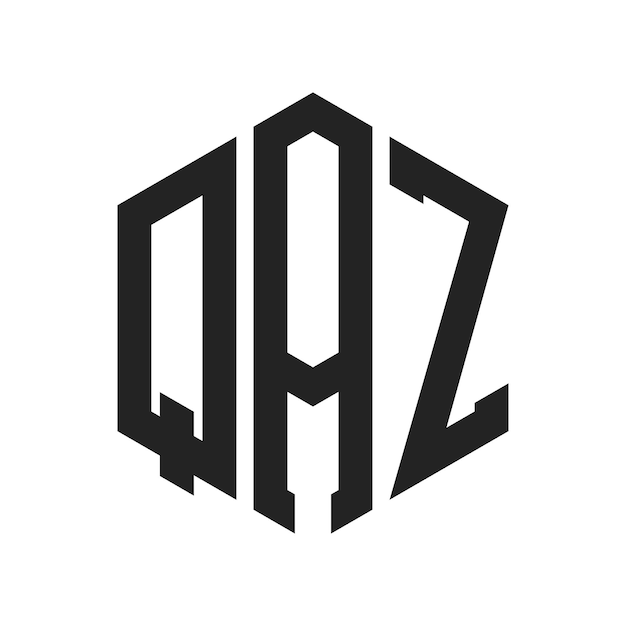 Diseño del logotipo QAZ Letra inicial QAZ Monograma Logotipo con forma de hexágono