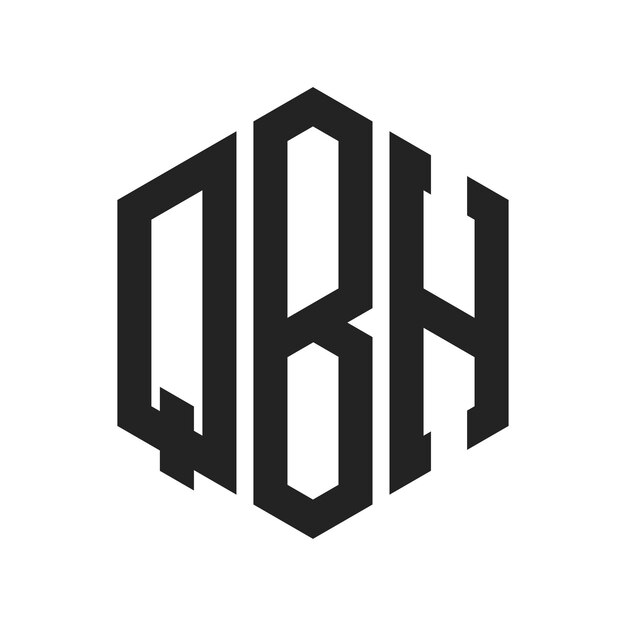 Diseño del logotipo QBH Letra inicial QBH Monograma Logotipo con forma de hexágono
