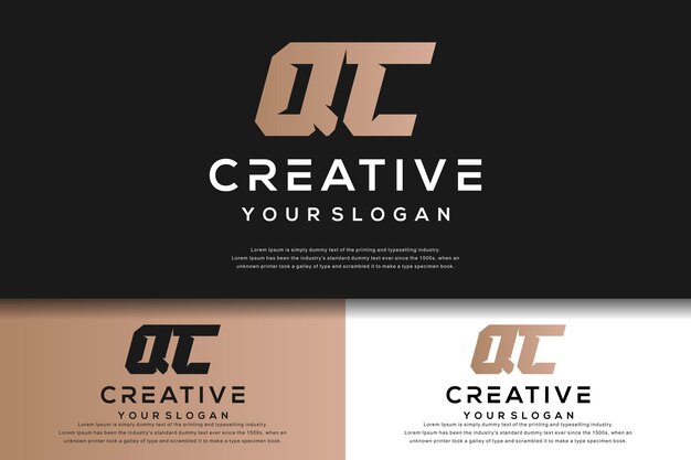 diseño de logotipo qc de letra de monograma abstracto