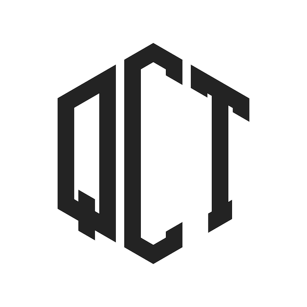 Diseño del logotipo de QCT Letra inicial Logotipo del monograma de QCT con forma de hexágono