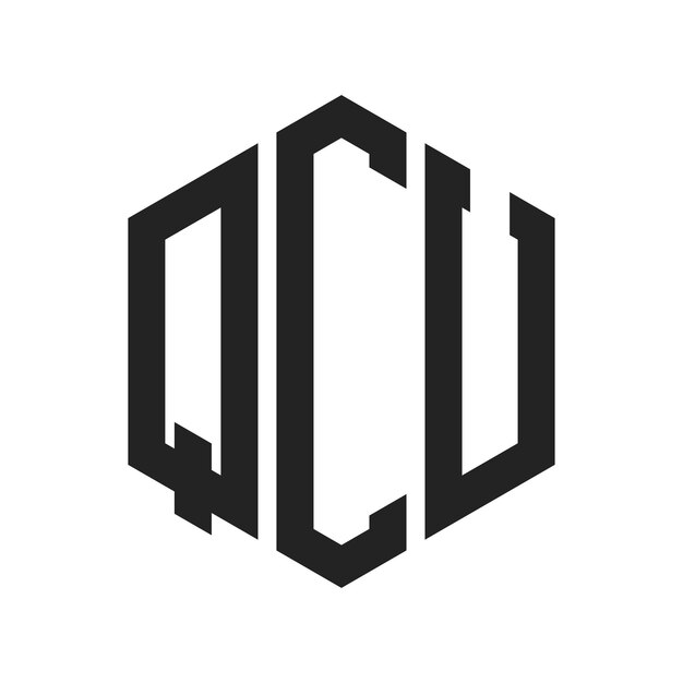 Diseño del logotipo de QCU Letra inicial Logotipo del monograma de QCU con forma de hexágono