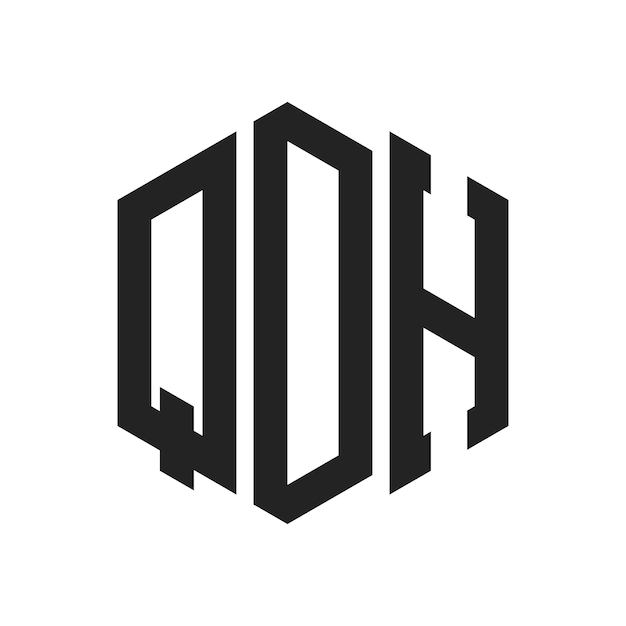 Diseño del logotipo QDH Letra inicial QDH Monograma Logotipo con forma de hexágono