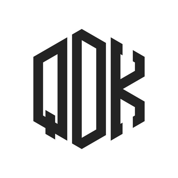 Diseño del logotipo de QDK Letra inicial Logotipo del monograma de QDk con forma de hexágono