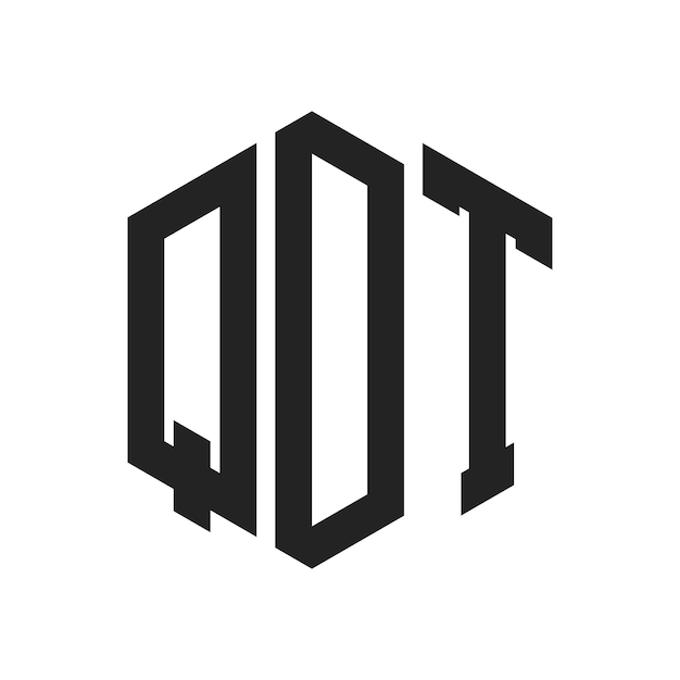 Diseño del logotipo de QDT Letra inicial Logotipo del monograma QDT con forma de hexágono