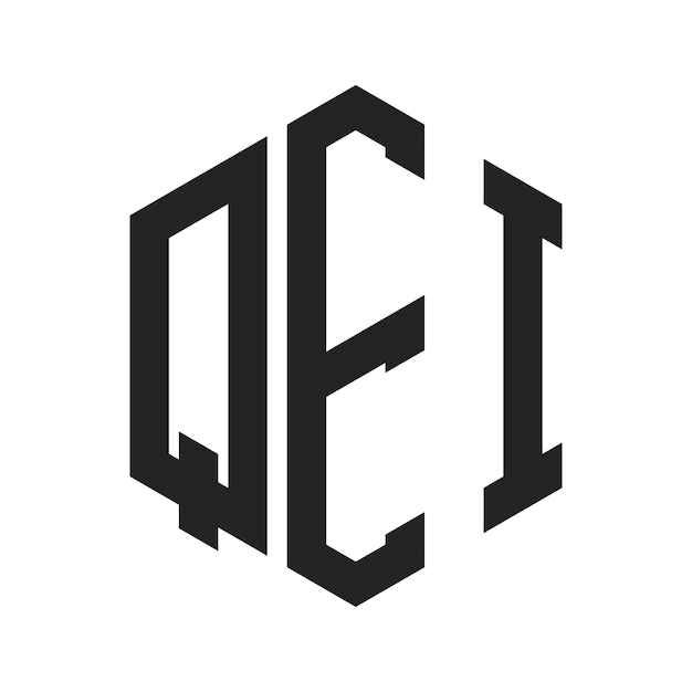 Diseño del logotipo QEI Letra inicial QEI Monograma Logotipo con forma de hexágono
