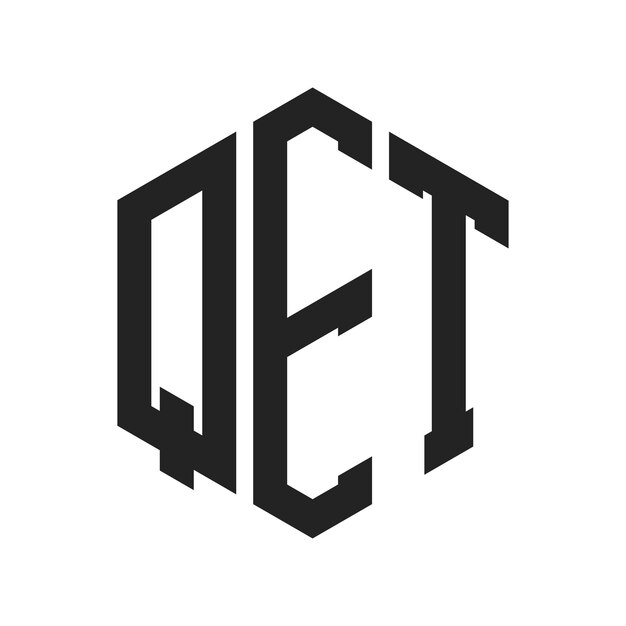 Diseño del logotipo de QET Letra inicial Logotipo del monograma de QET con forma de hexágono