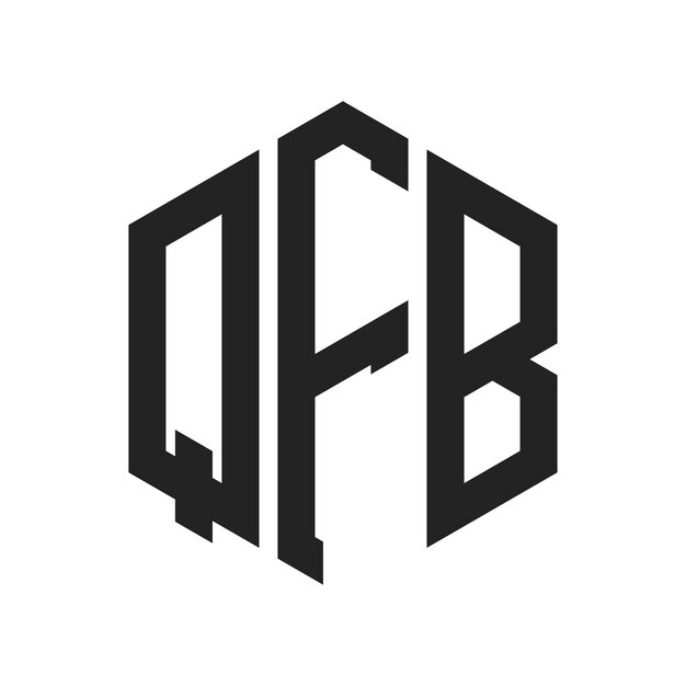 Diseño del logotipo de QFB Letra inicial Logotipo del monograma QFB con forma de hexágono
