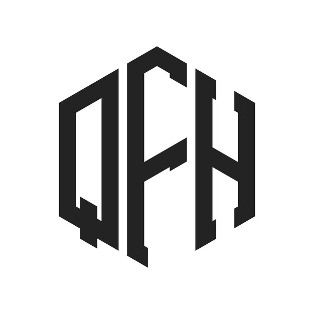 Diseño del logotipo QFH Letra inicial QFH Monograma Logotipo con forma de hexágono