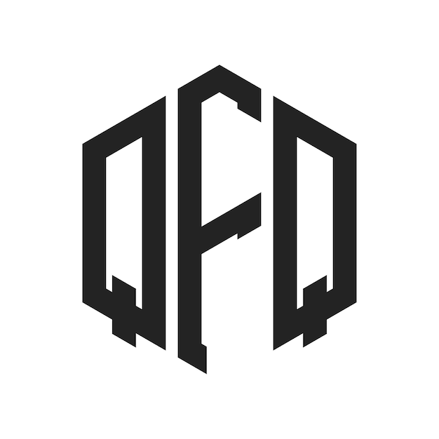 Diseño del logotipo QFQ Letra inicial QFQ Monograma Logotipo con forma de hexágono