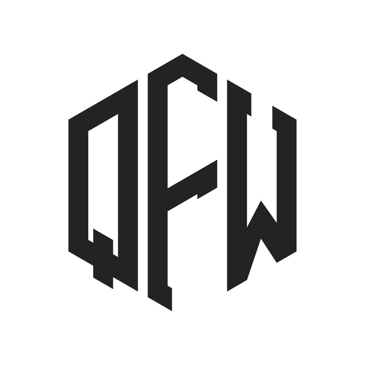 Vector diseño del logotipo de qfw letra inicial logotipo del monograma qfw con forma de hexágono