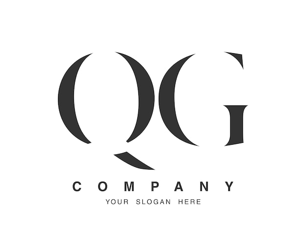 Diseño del logotipo QG Letra inicial q y g estilo de fuente serif Nombre de empresa clásico creativo tipografía Logotipo o identidad de moda