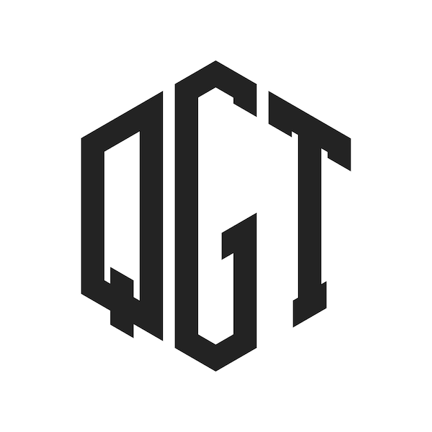 Diseño del logotipo de QGT Letra inicial Logotipo del monograma de QGT con forma de hexágono