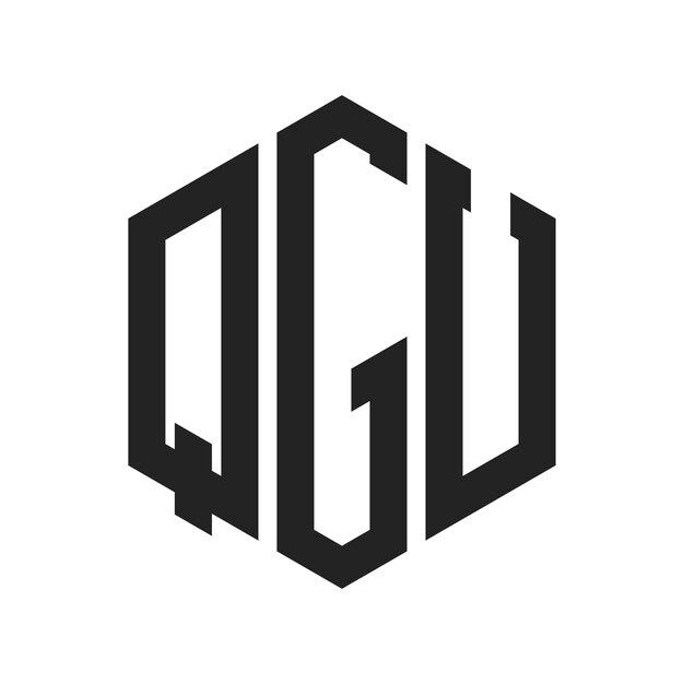 Diseño del logotipo de QGU Letra inicial QGU Monograma Logotipo con forma de hexágono