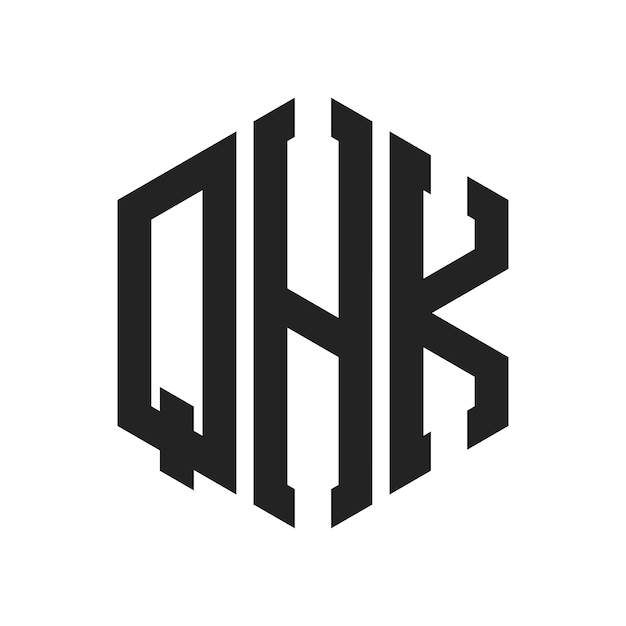 Diseño del logotipo QHK Letra inicial QHK Monograma Logotipo con forma de hexágono