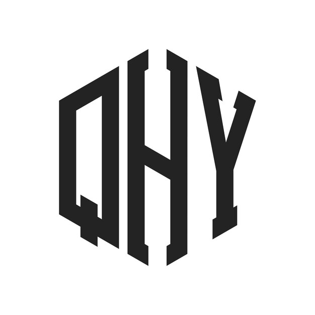 Diseño del logotipo QHY Letra inicial QHY Monograma Logotipo con forma de hexágono