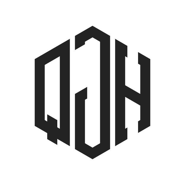 Diseño del logotipo de QJH Letra inicial Logotipo del monograma QJH con forma de hexágono