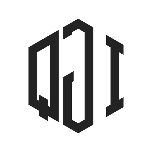 Diseño del logotipo QJI Letra inicial QJI Monograma Logotipo con forma de hexágono