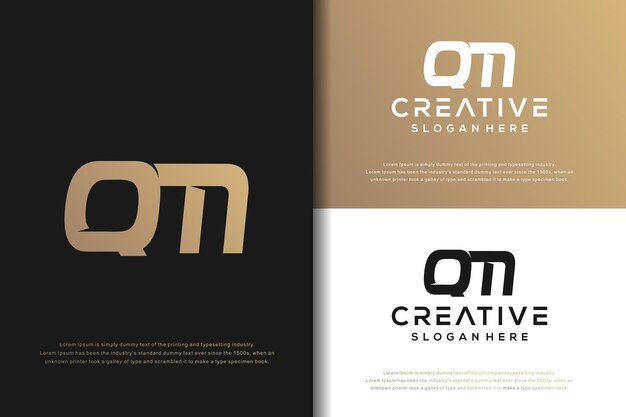 Diseño de logotipo QM de letra de monograma abstracto