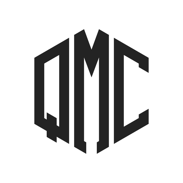 Diseño del logotipo de QMC Letra inicial Logotipo del monograma de QMC con forma de hexágono