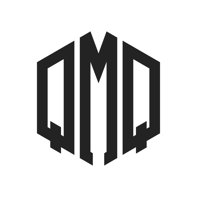 Diseño del logotipo de QMQ Letra inicial Logotipo del monograma QMQ con forma de hexágono
