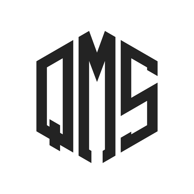 Diseño del logotipo de QMS Letra inicial Logotipo del monograma de QMS con forma de hexágono
