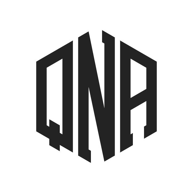 Diseño del logotipo de QNA Letra inicial Logotipo del monograma de QNA con forma de hexágono