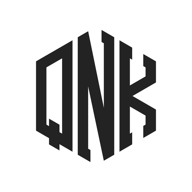Diseño del logotipo de QNK Letra inicial Logotipo del monograma de QNK con forma de hexágono