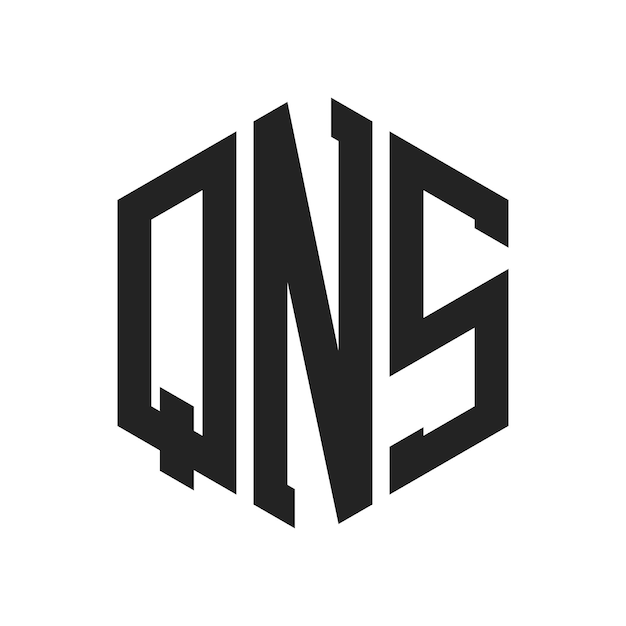 Diseño del logotipo de QNS Letra inicial Logotipo del monograma de QNS con forma de hexágono
