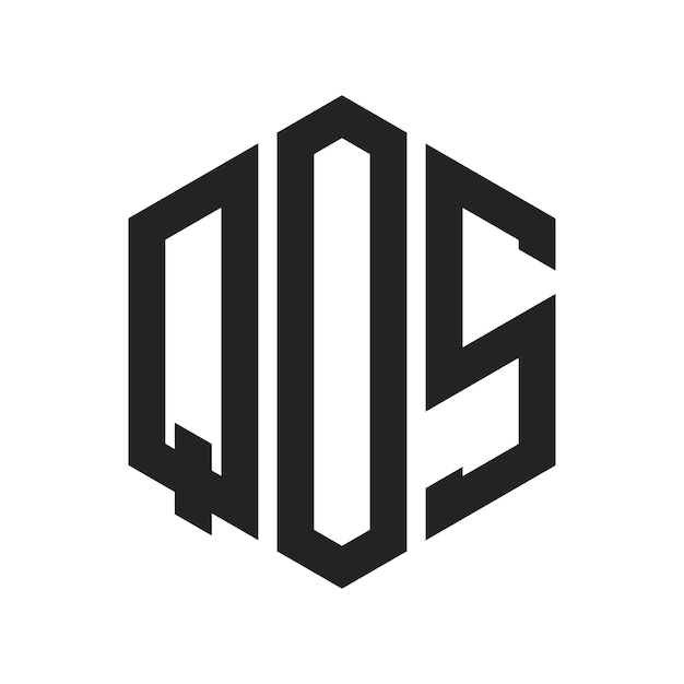 Diseño del logotipo QOS Letra inicial QOS Monograma Logotipo con forma de hexágono
